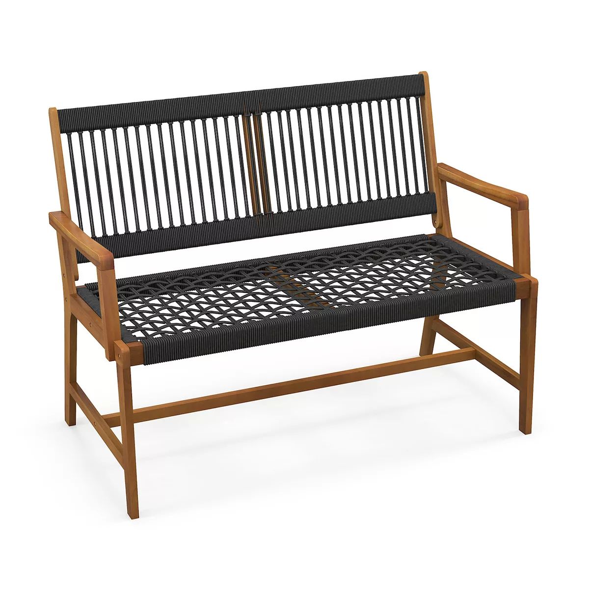 Outdoor Acacia Wood Bench With Backrest And Armrests | Kohl's