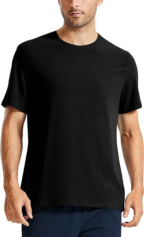 CRZ YOGA Men's Lightweight Pima Cotton Short Sleeve Athletic T-Shirts Workout Quick Dry Loose Fit... | Amazon (US)