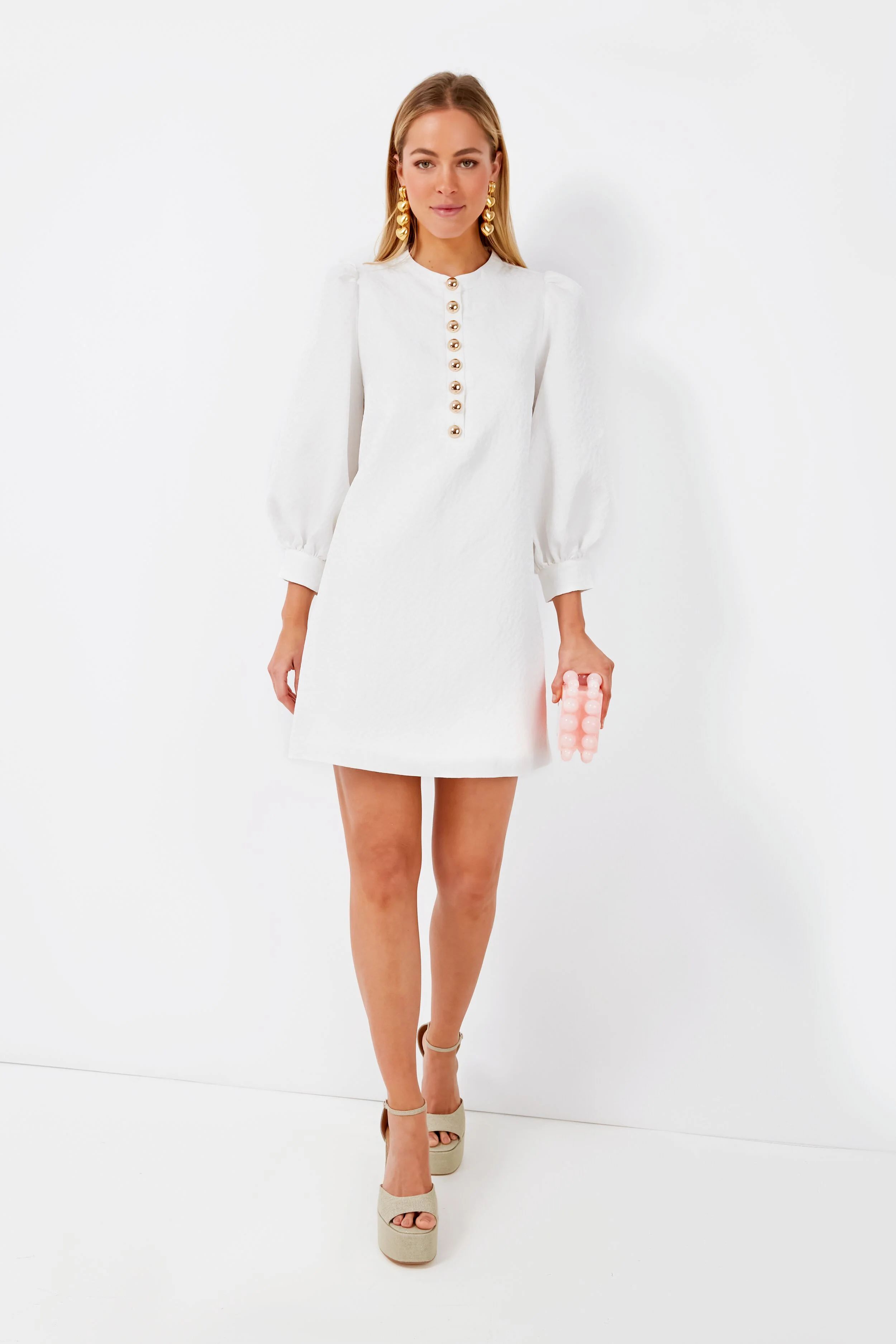 White Jacquard Samantha Mini Dress | Tuckernuck (US)