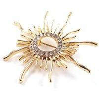 Sparkling Crystal Sun Brooch, Gold Sunburst Pin, Tiny Rhinestone Circle, Wedding Vintage Brooch | Etsy (US)