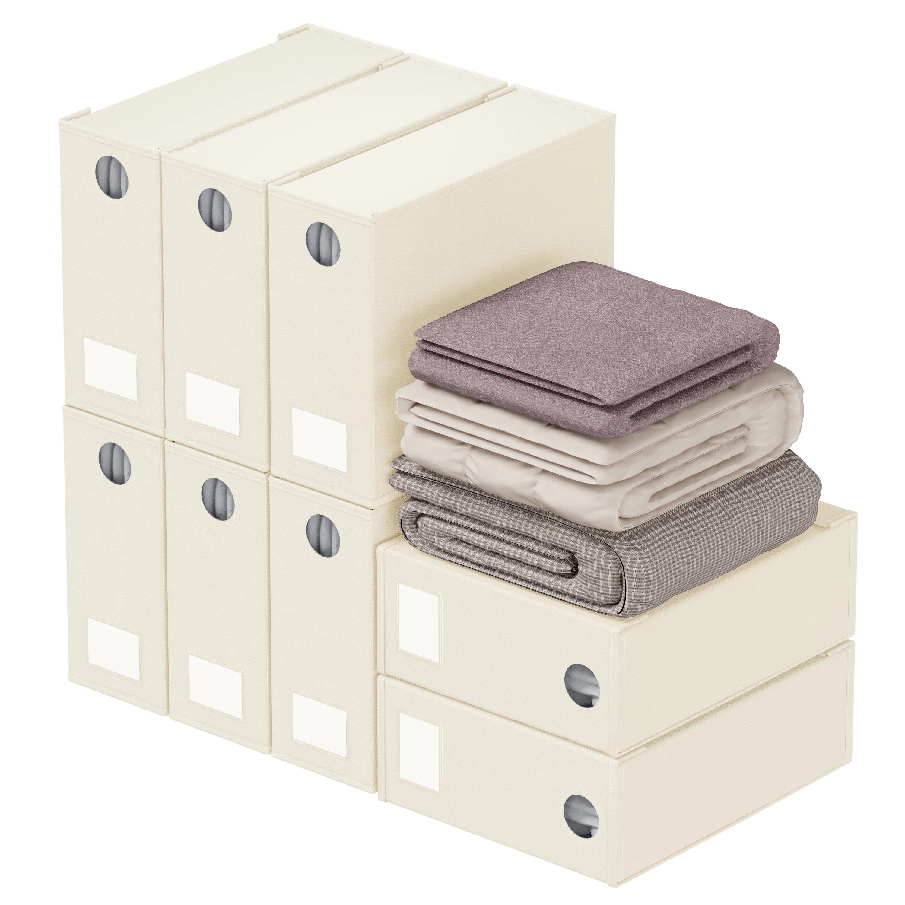 8-Pack Bed Sheet Organizers and Storage, Foldable Linen Closet Sheet Keepers with Window, Extra L... | Wayfair North America