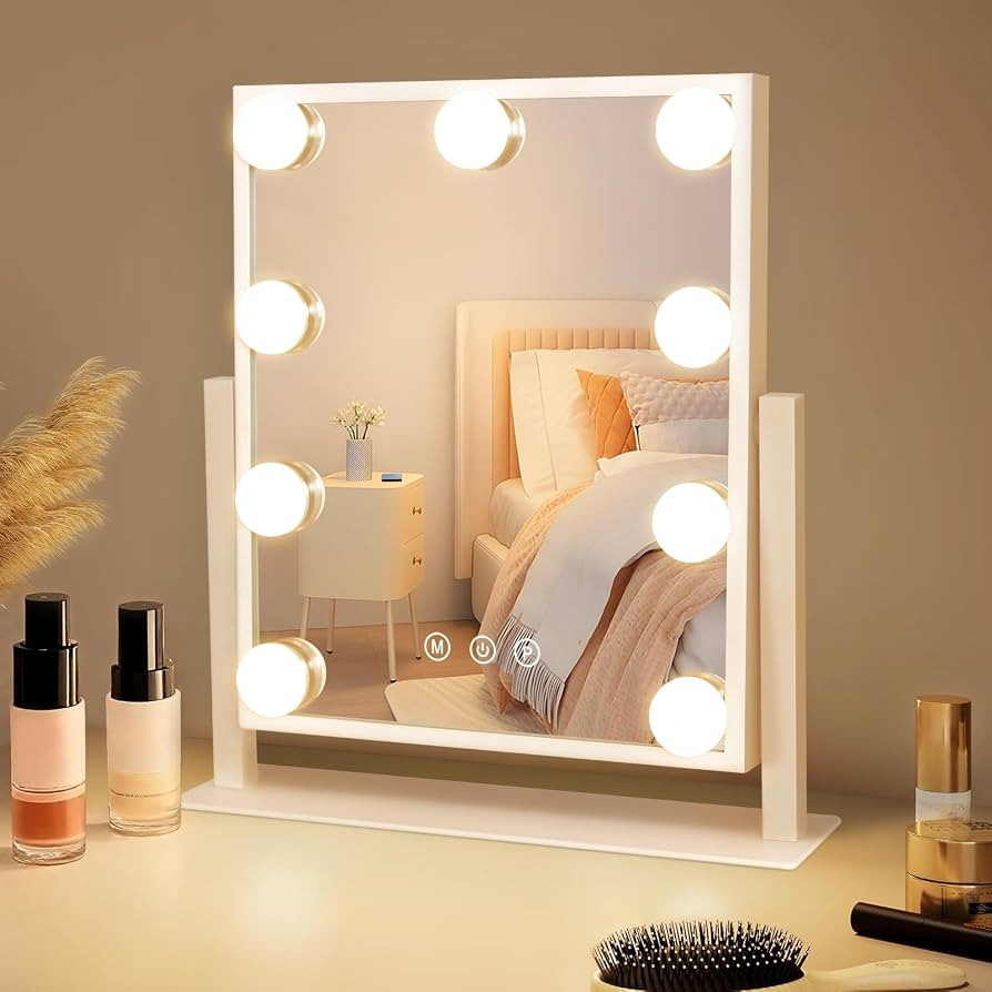 Schminkspiegel mit Beleuchtung Hollywood Spiegel - Vanity Mirror mit 9 LED Klein Kosmetikspiegel ... | Amazon (DE)