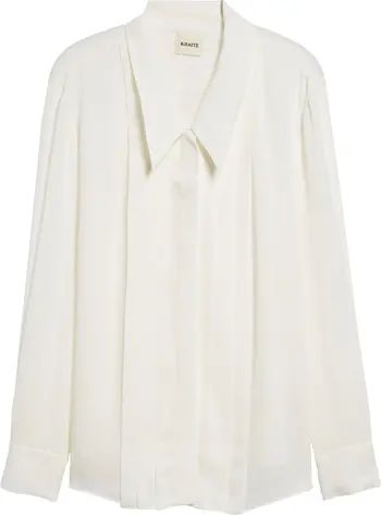 Khaite Dorian Pleated Point Collar Silk Blouse | Nordstrom | Nordstrom