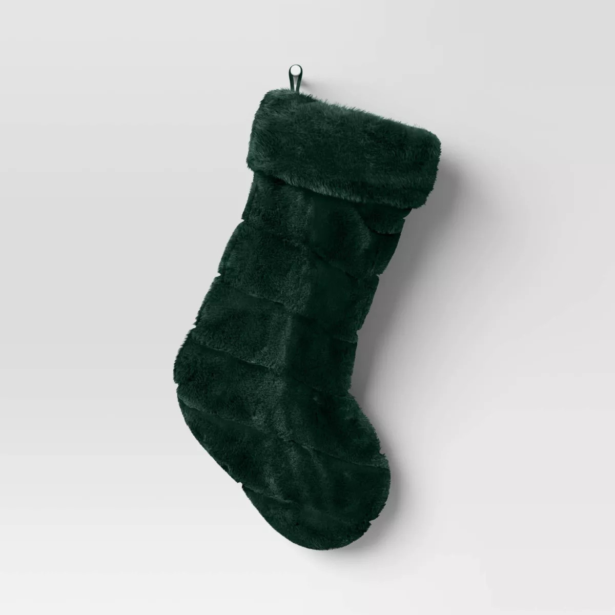 Christmas Channeled Faux Fur Stocking Dark Green - Threshold™ | Target