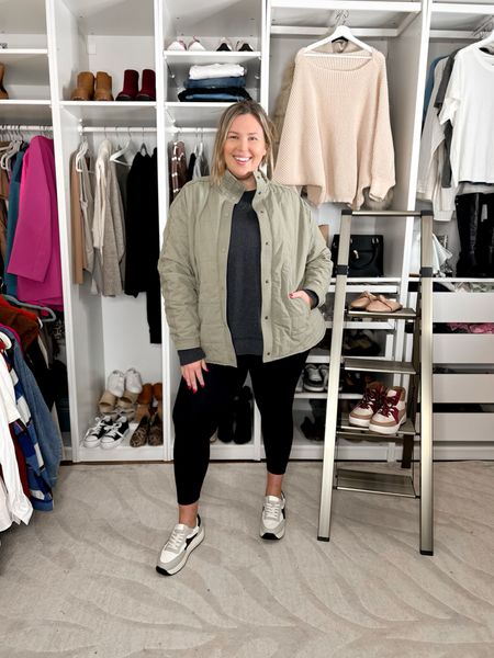 Plus size OOTD! Discount code for Spanx is ASHEYDXSPANX 👌Spanx booty boost 2x workout pants, terra sky 2x Walmart sweatshirt, Maurice’s 2x jacket size up if you want more room to layer, Walmart memory foam sneakers these are a dream!! 

#LTKplussize #LTKSeasonal #LTKstyletip