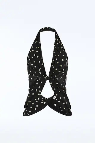 Adela Georgette Silk Top in Black & White Dot | Revolve Clothing (Global)