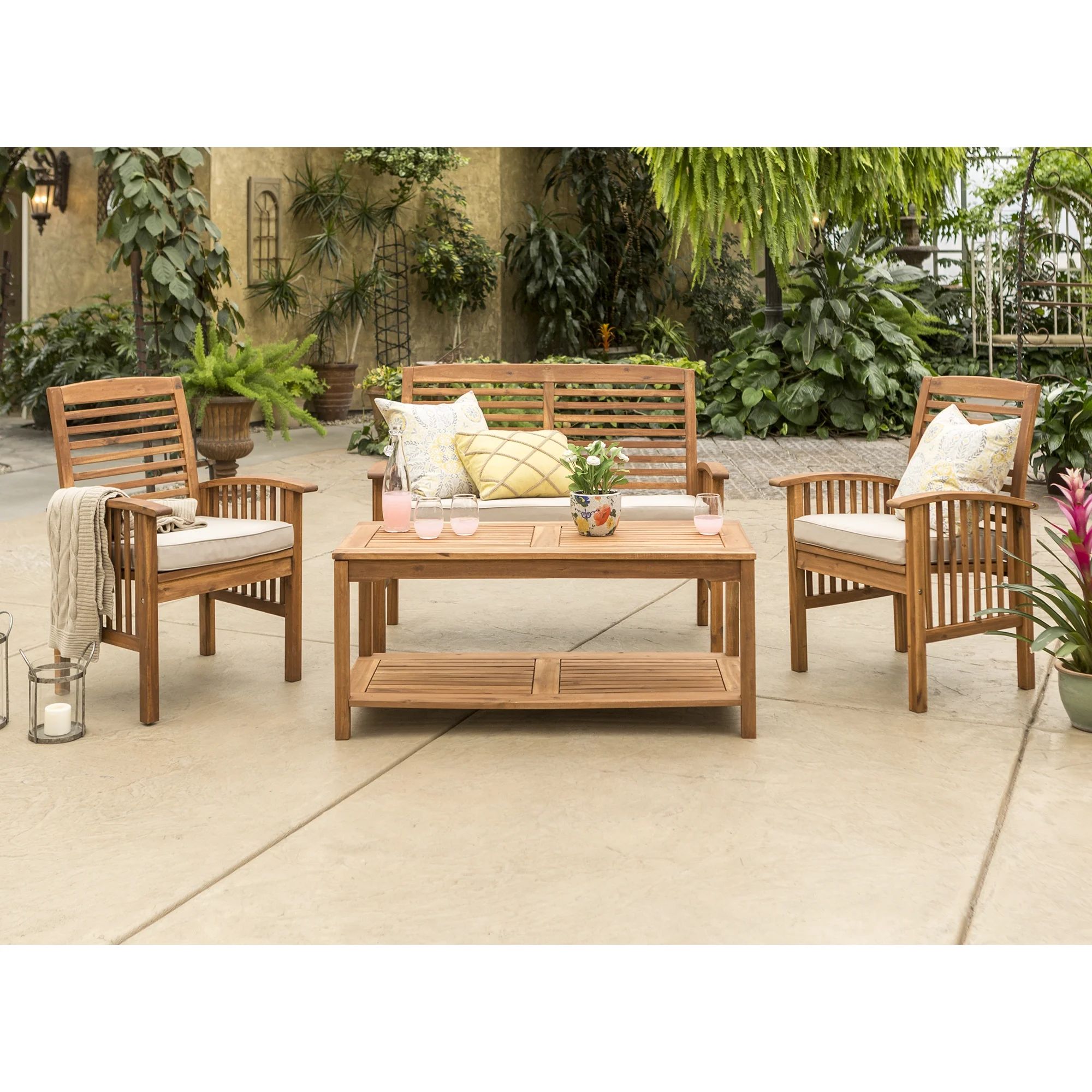 Manor Park 4-Piece Outdoor Patio Conversation Set, Brown - Walmart.com | Walmart (US)