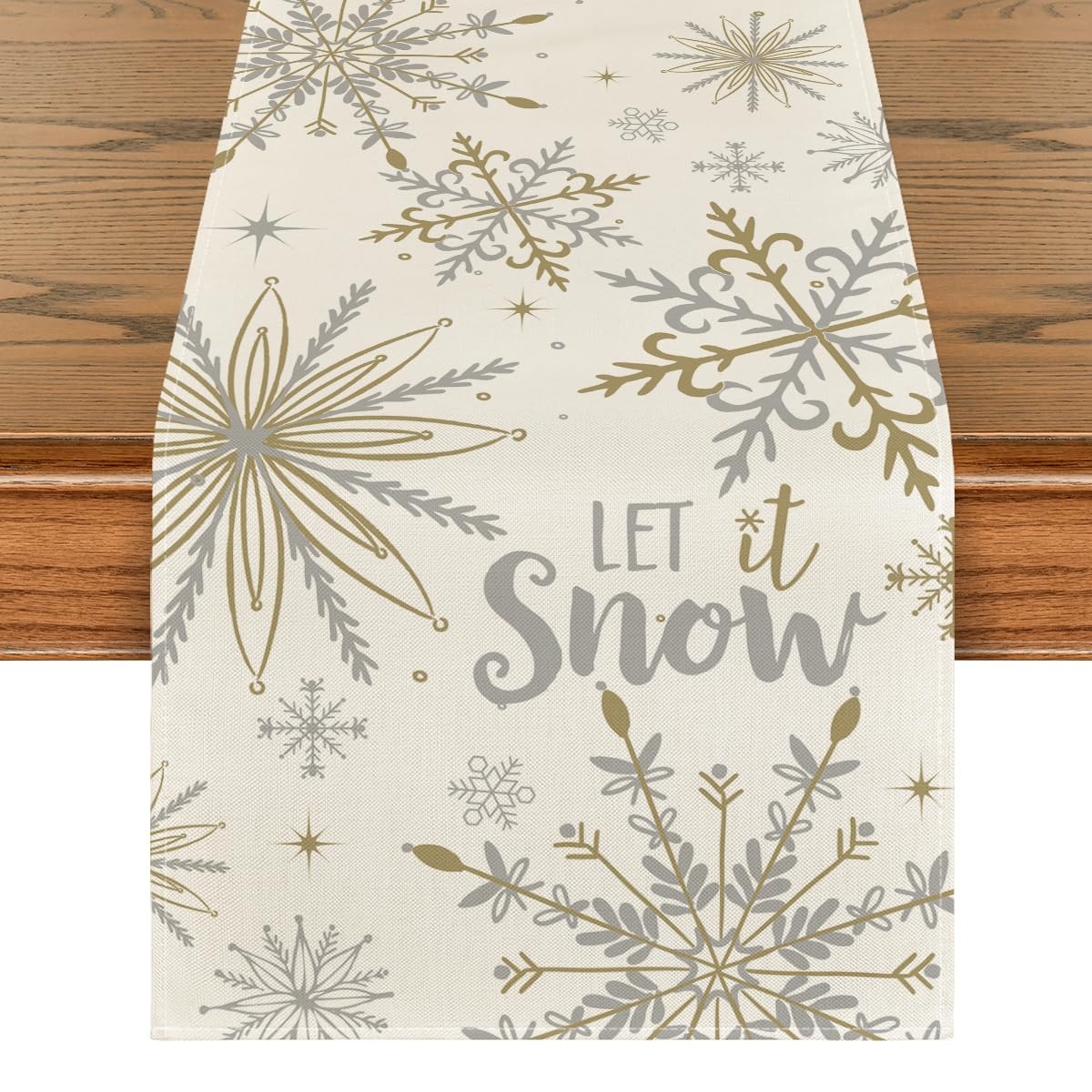 Artoid Mode Beige Snowflake Let It Snow Winter Table Runner, Seasonal Christmas Kitchen Dining Ta... | Amazon (US)