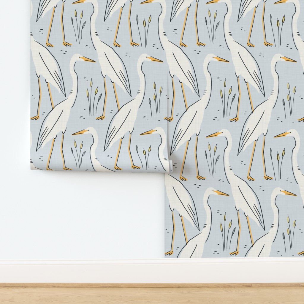 Harry the Heron (pale gray blue) Wallpaper byamy_maccready | Spoonflower