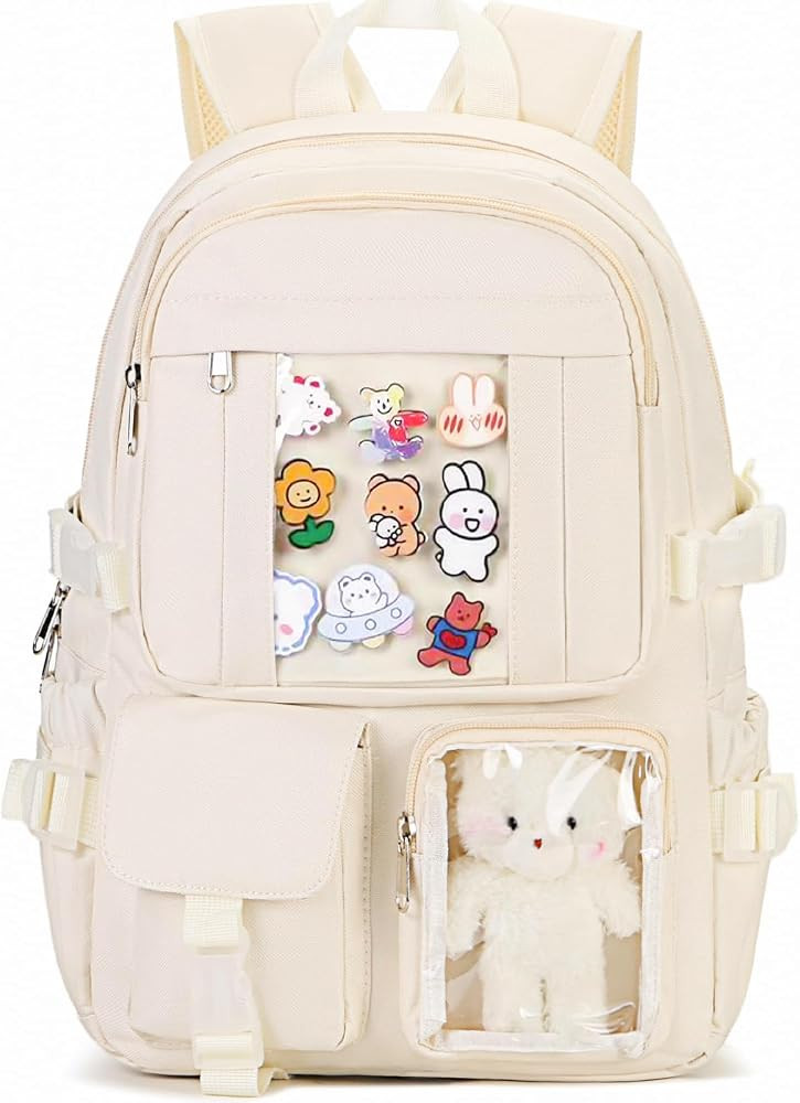Kawaii Backpack for Teen Girls, Cute Aesthetic High Middle School College Bookbag with Accessorie... | Amazon (US)