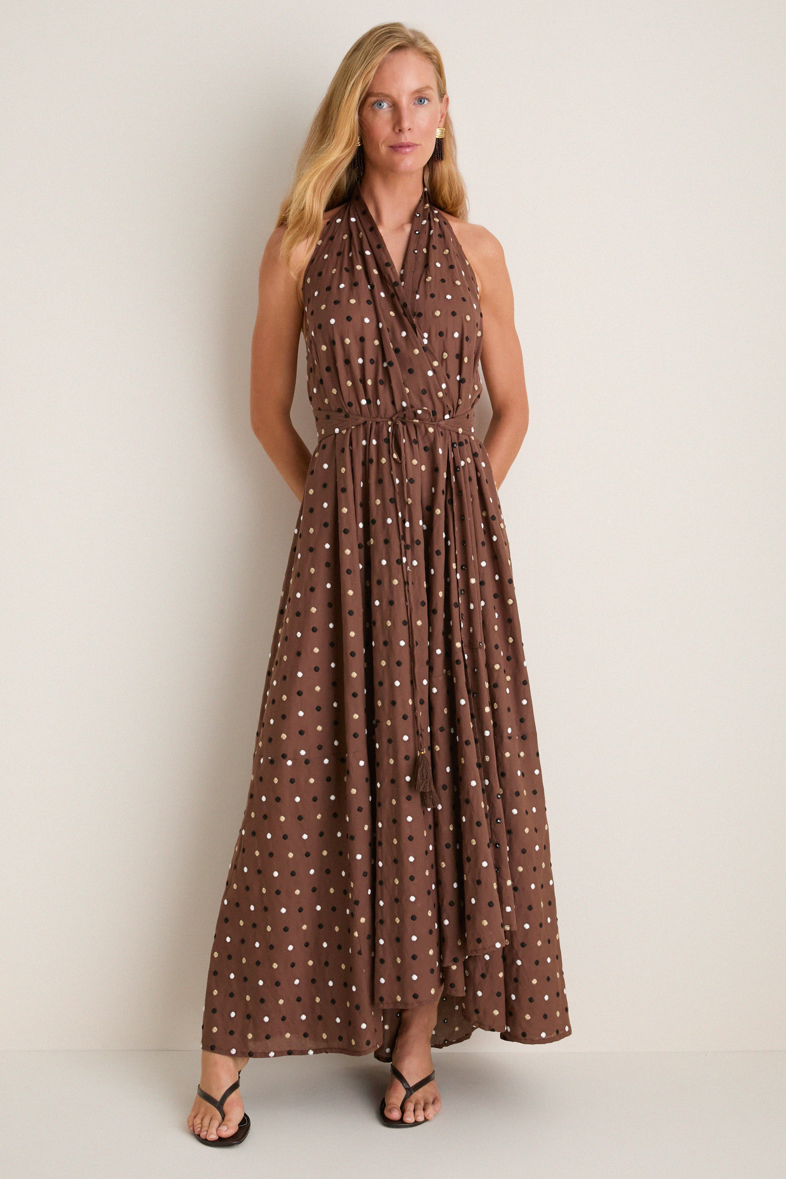 Neapolitan Embroidered Dot Hadley Halter Dress | Tuckernuck (US)