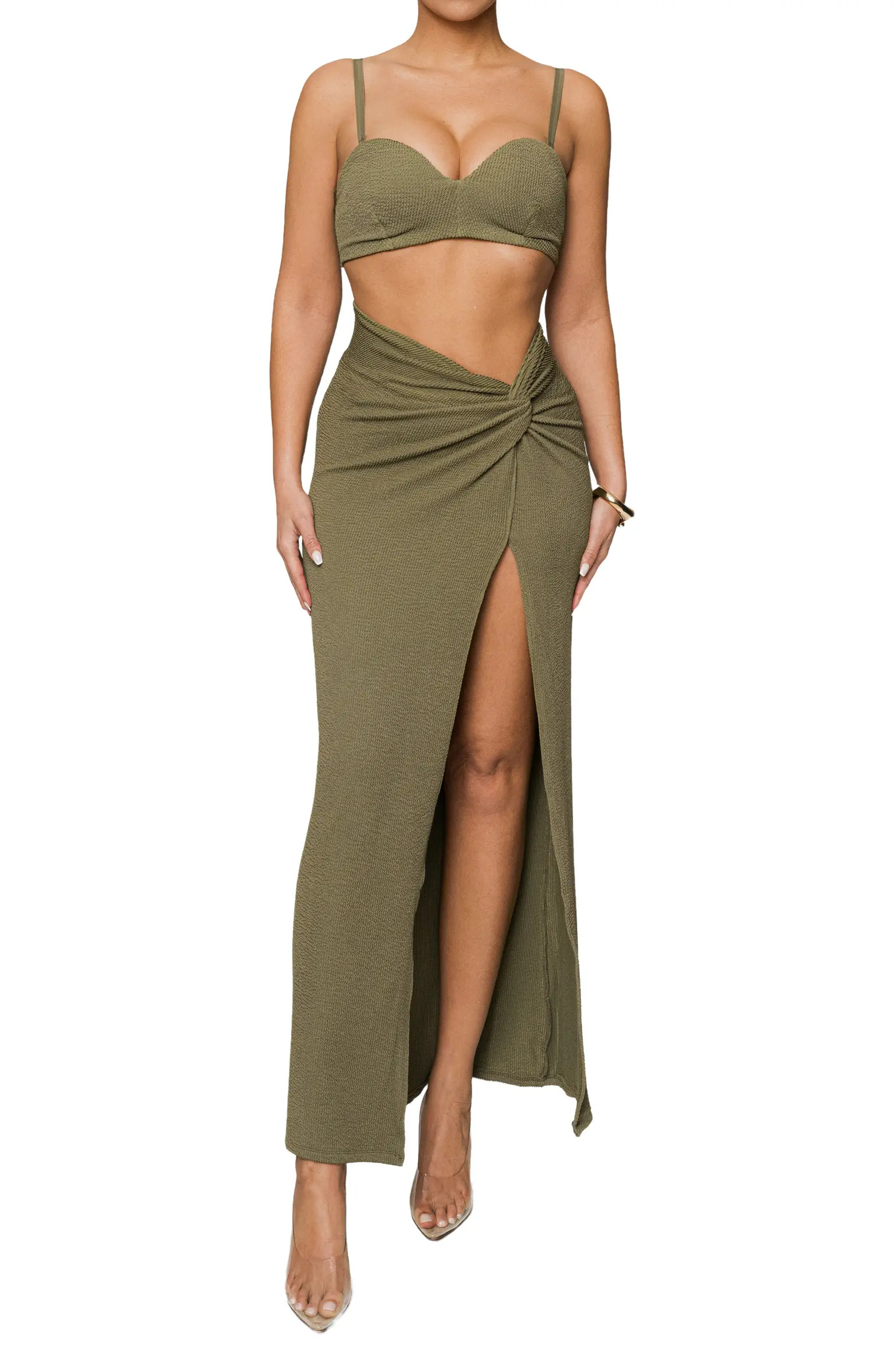 JLUXLABEL Deidra Draped Bra Top & Skirt Set | Nordstrom | Nordstrom