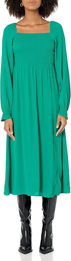 The Drop Women's Karl Long-Sleeve Smocked Bodice Midi Dress | Amazon (US)