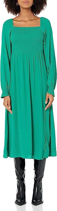 The Drop Women's Karl Long-Sleeve Smocked Bodice Midi Dress | Amazon (US)