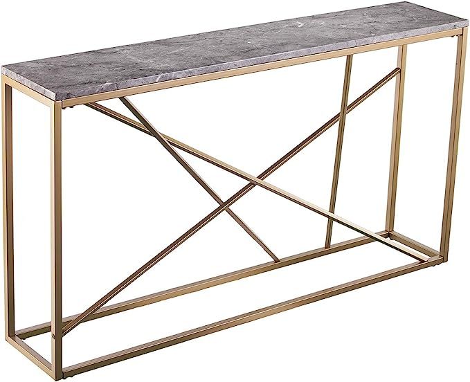 SEI Furniture Arendal Skinny, Console Table, Gray Faux Marble, Gold | Amazon (US)