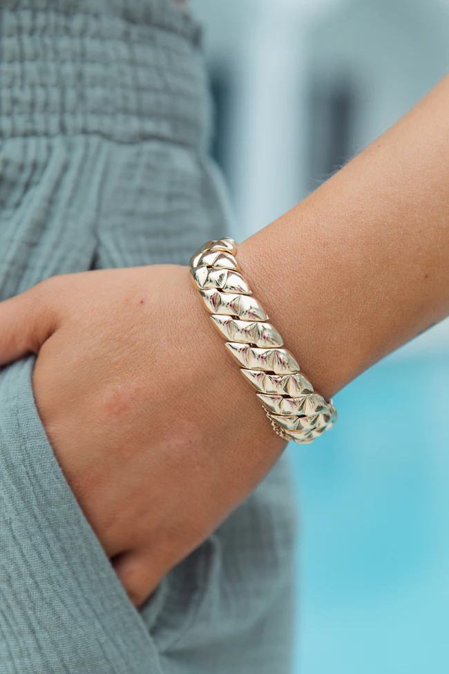 Gold Stretch Bangle | Pink Lily