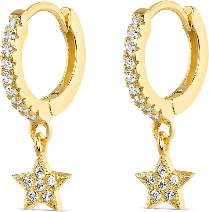 VACRONA Gold Heart Hoop Earrings Huggie Earrings for Women 14k Gold Plated Small Hoops Earrings | Amazon (US)