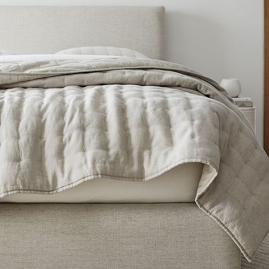 European Flax Linen Tack Stitch Quilt & Shams | West Elm (US)