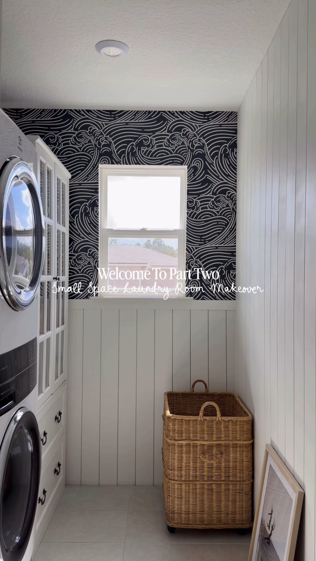 Small laundry room makeover, coastal laundry room wallpaper 🤍

#LTKHome #LTKOver40 #LTKdayinmylife