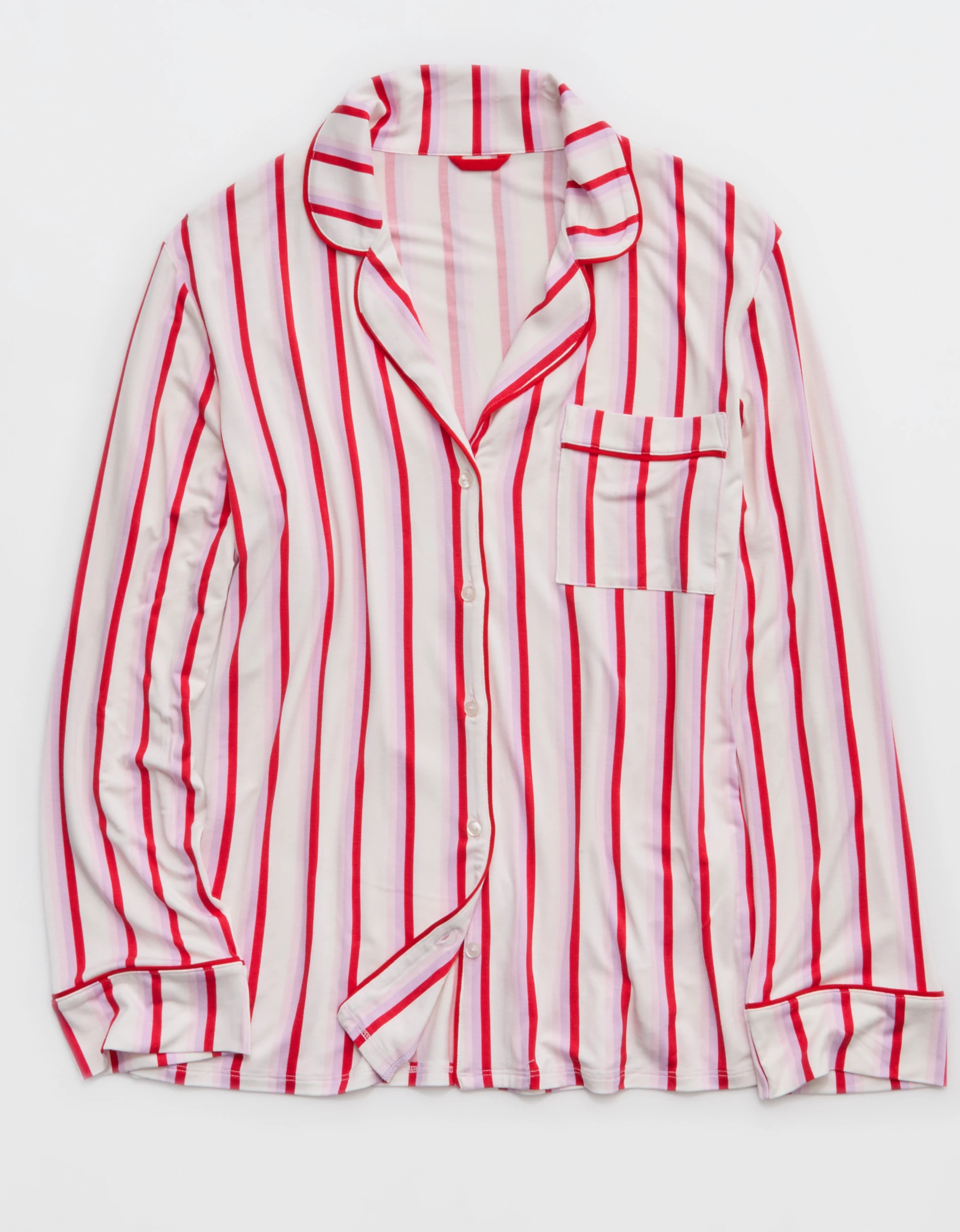 Aerie Real Soft\u00ae Piping Long Sleeve PJ Top | Aerie