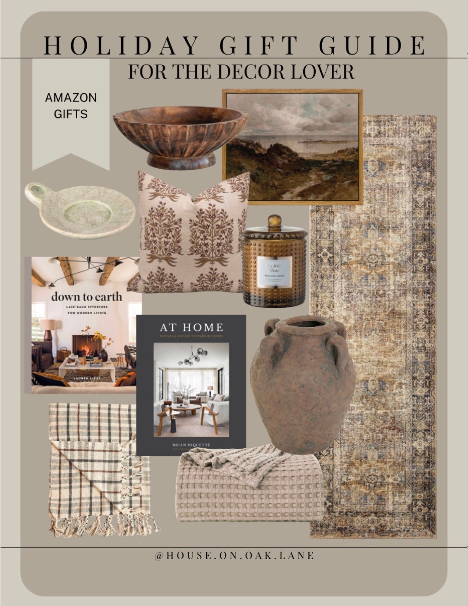 Christmas gift guide for the home decor lover 

Block print pillow cover amber glass candle terracotta vase with handles Amazon coffee table book earth tones plaid throw blanket waffle quilt warm neutral rubber rug marble tray travertine beige brown tones organic modern traditional 

#LTKGiftGuide #LTKhome #LTKSeasonal