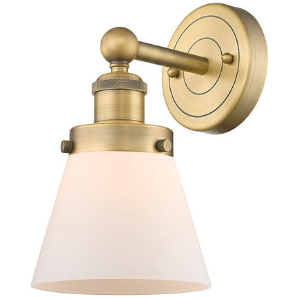 Cone Brushed Brass Sconce with White Shade Unlacquered Brass Bathroom Sconces