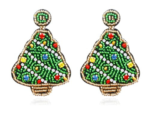 Beaded Christmas Earrings for Women Handmade Xmas Tree Dangling Earrings Christmas Tree Earrings as Holiday Jewelry Christmas Gifts for Girls | Amazon (US)