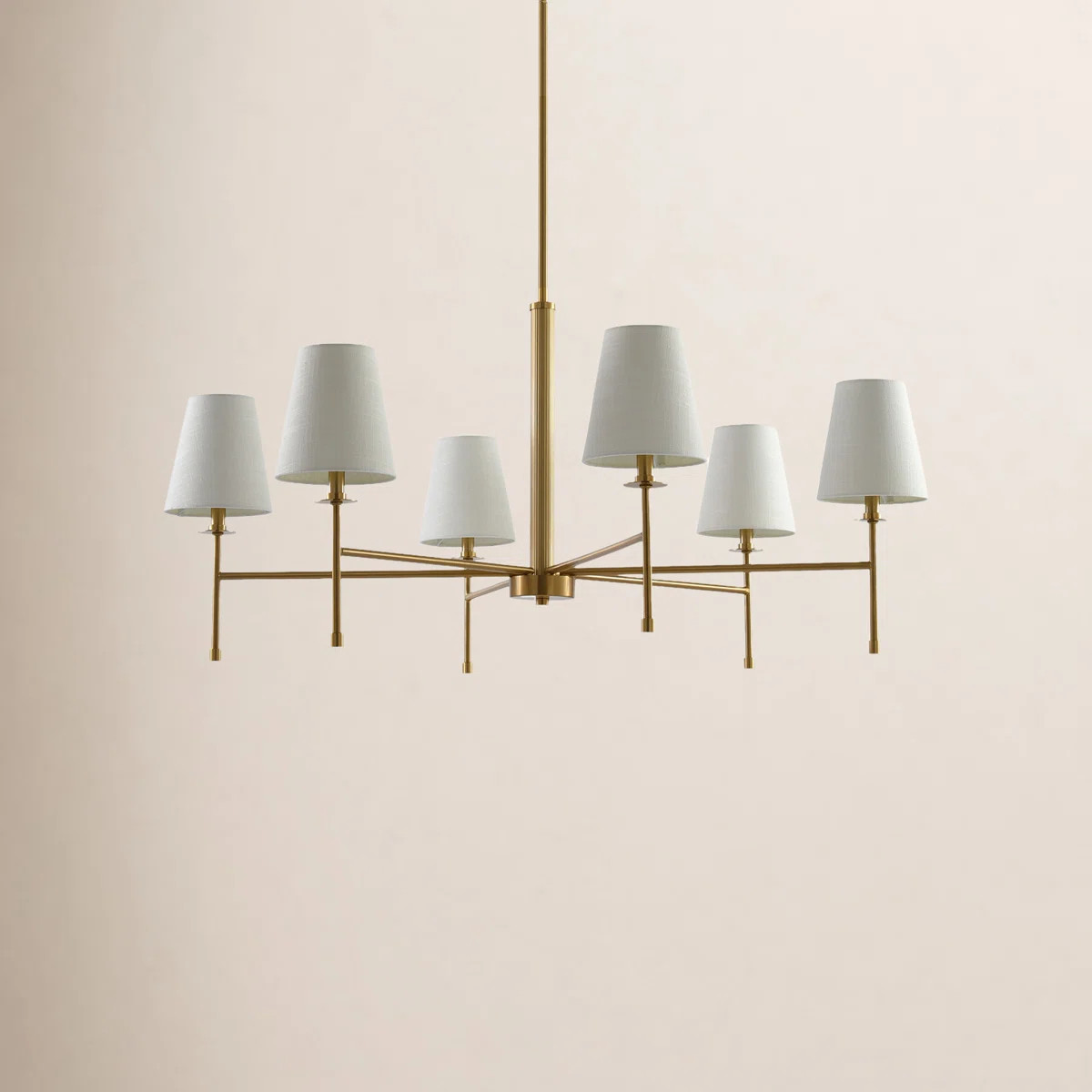 Icarus Modern Black 6-Light Chandelier with White Fabric Shades | Wayfair North America