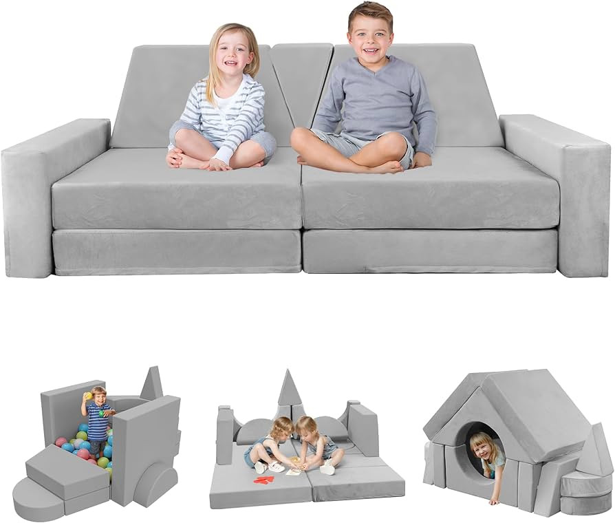YEFU 15pcs Modular Kids Play Couch for Toddler-Cushion for Nugget Couch Kids, Convertible Kids Pl... | Amazon (US)
