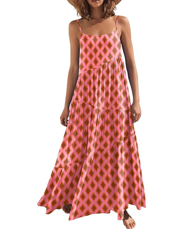 ANRABESS Women Summer Casual Loose Sleeveless Sundress Spaghetti Strap Flowy Boho Linen Beach Vac... | Amazon (US)