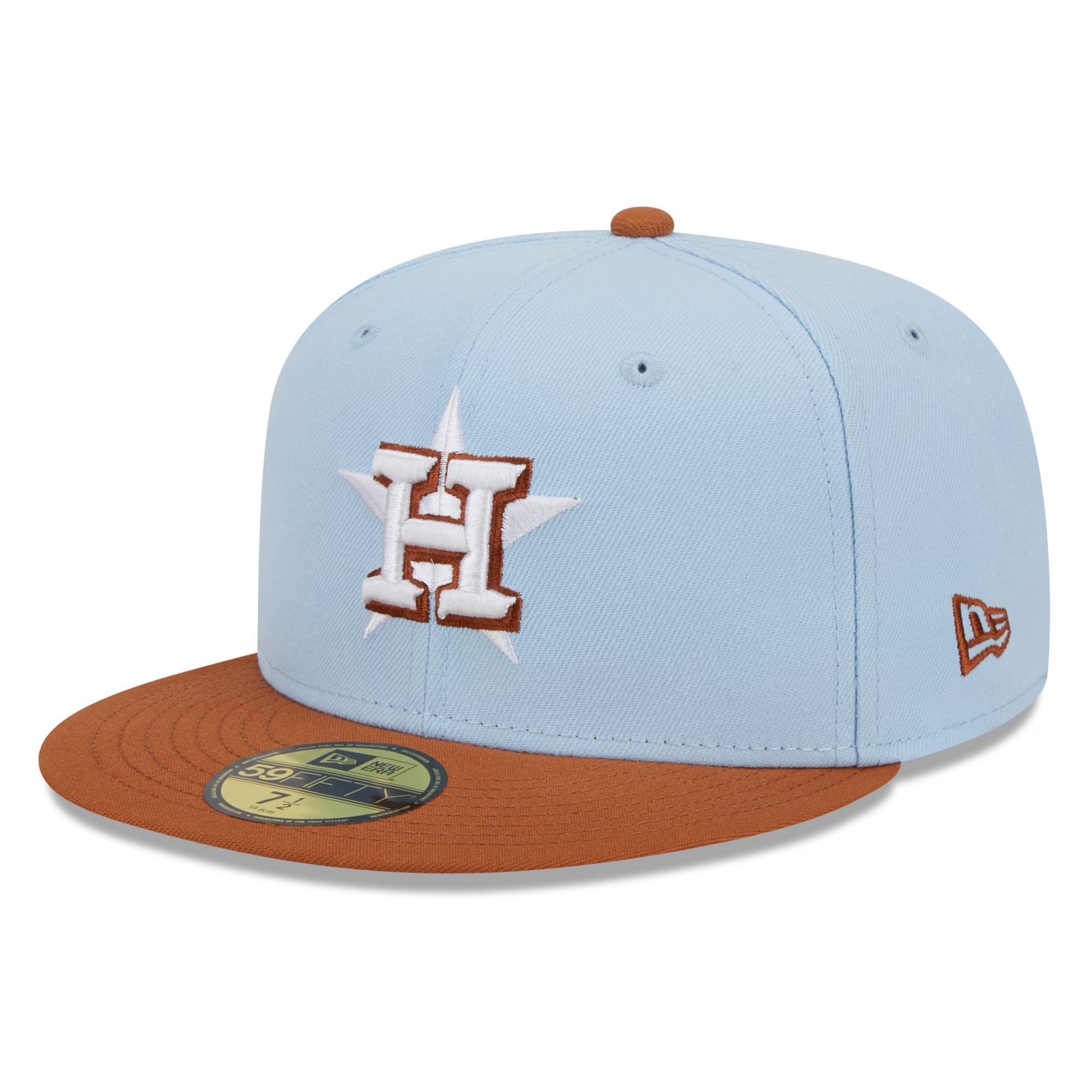 Houston Astros New Era Spring Color Basic Two-Tone 59FIFTY Fitted Hat - Light Blue/Brown | Fanatics