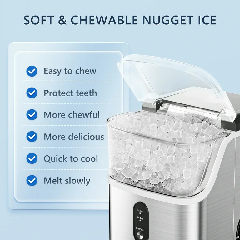 Simzlife Nugget Ice Maker Countertop, Portable Ice Maker Machine with Self-Cleaning Function, 35l... | Walmart (US)