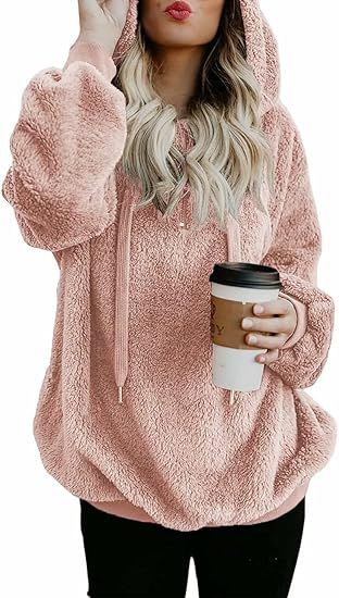 Dokotoo Womens 2022 Fashion Fuzzy Warm Casual Loose Hooded Sweatshirt Hoodies with Pockets Outerw... | Amazon (US)