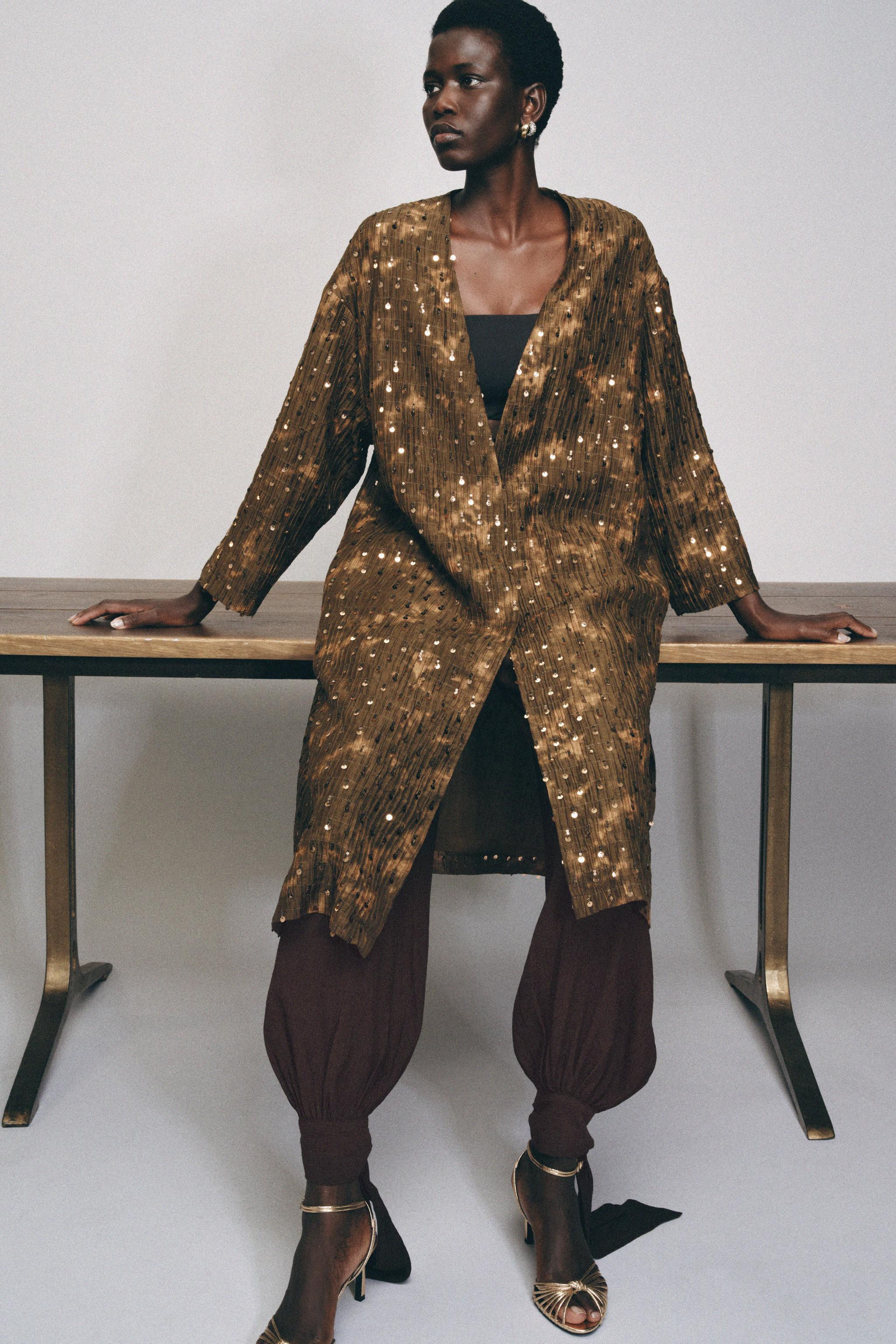 LONG SEQUIN KIMONO JACKET | Zara UK