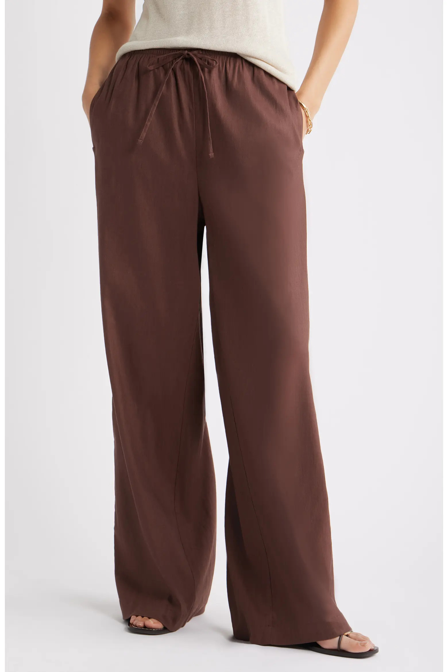 Linen Blend Drawstring Pants (Women) | Nordstrom | Nordstrom