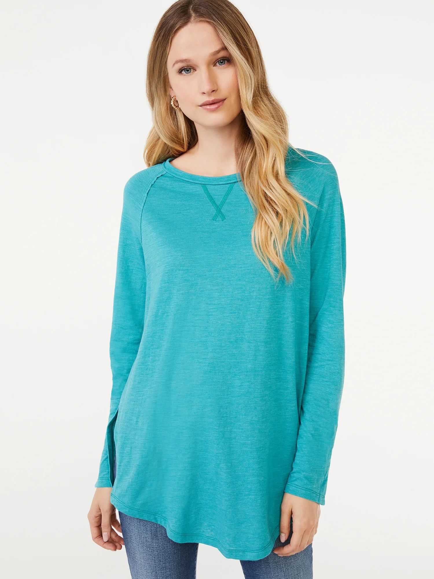 Scoop Women's Semi Sheer Snap Sleeve Tunic - Walmart.com | Walmart (US)