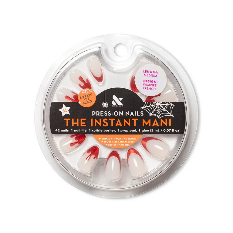 Olive & June Instant Mani Almond Medium Press-On Nails, Vampire French, 42 Pieces | Walmart (US)