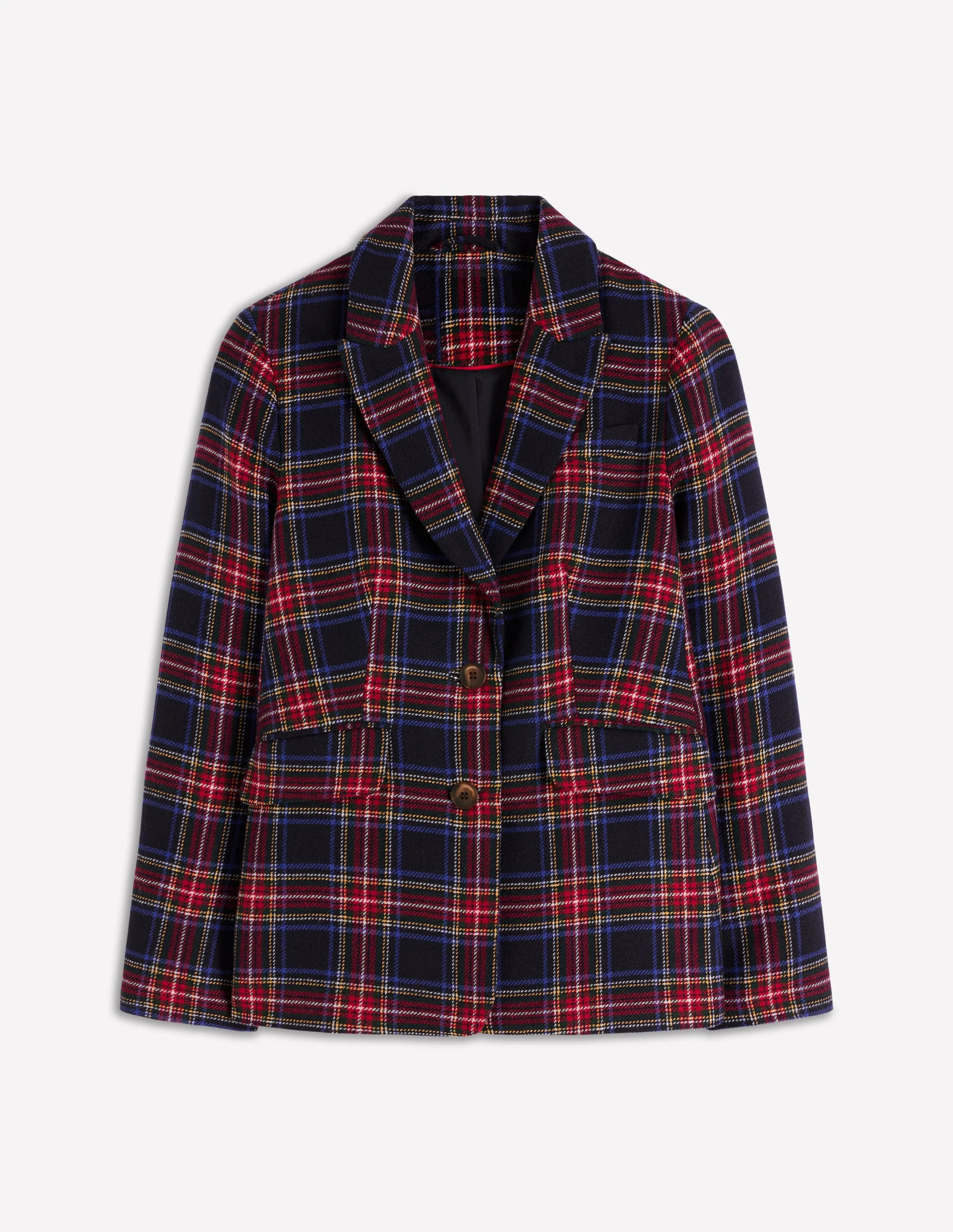 Stamford Wool-Blend Blazer-Navy, Green and Red Check | Boden UK