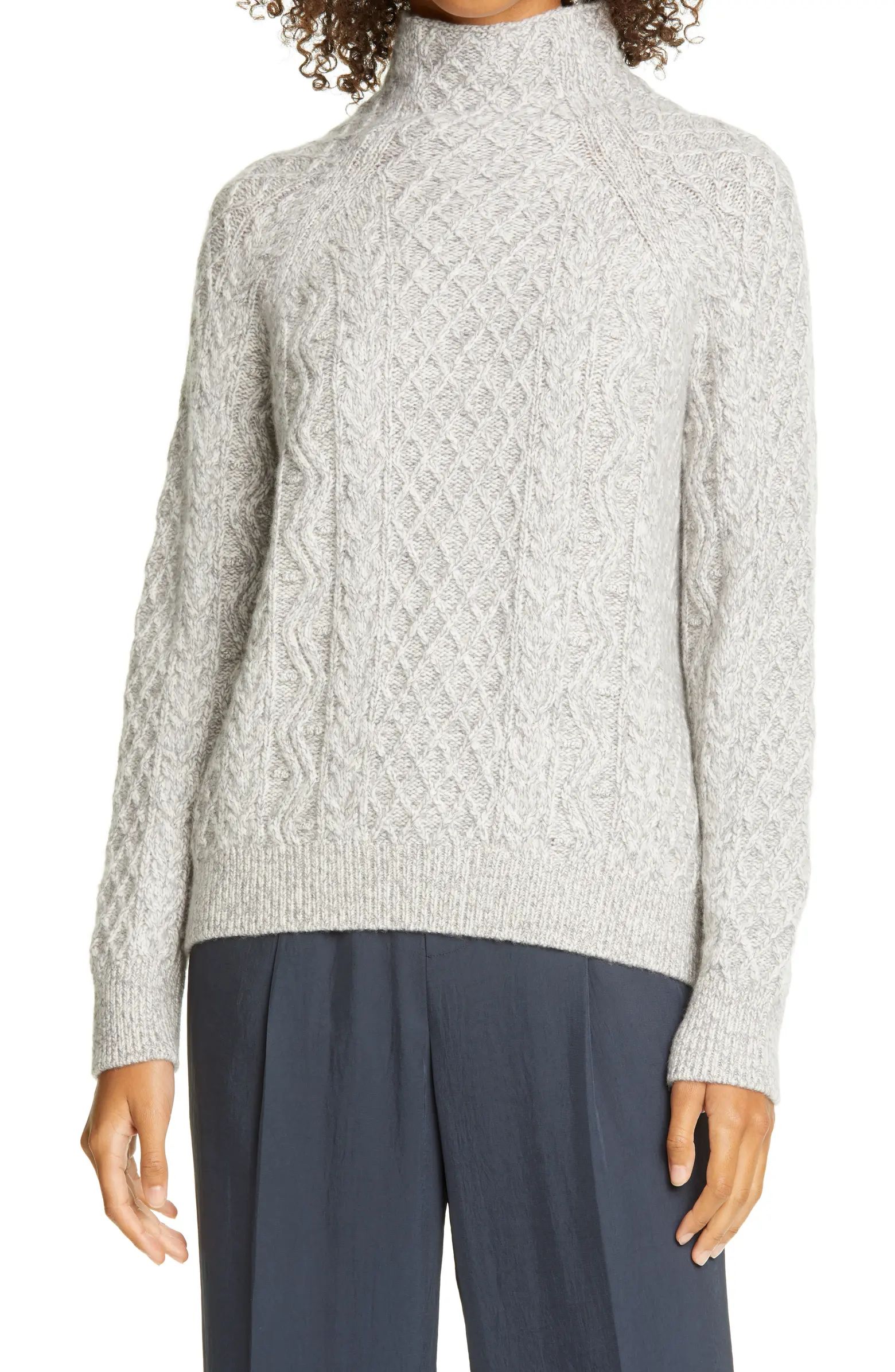 Cable Mock Neck Merino Wool Blend Sweater | Nordstrom