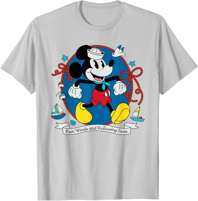 Disney Cruise Sailor Mickey Mouse Fair Winds Vacation at Sea T-Shirt | Amazon (US)