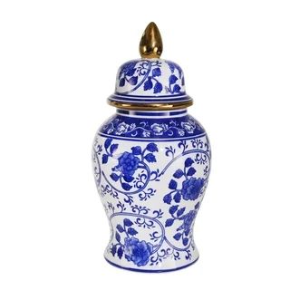 Ceramic 14" Temple Jar Blue/White | Bed Bath & Beyond
