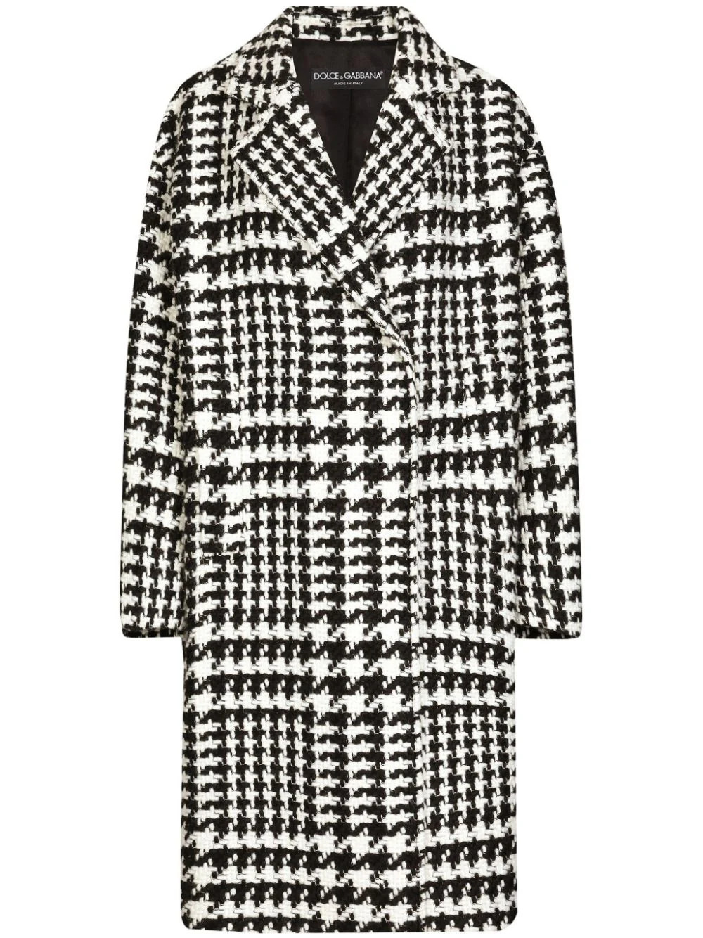 Dolce & Gabbana Women's Houndstooth-Pattern Coat in Beige | Size 42 | F0E2FTFMMGXS8030 | LOZURI