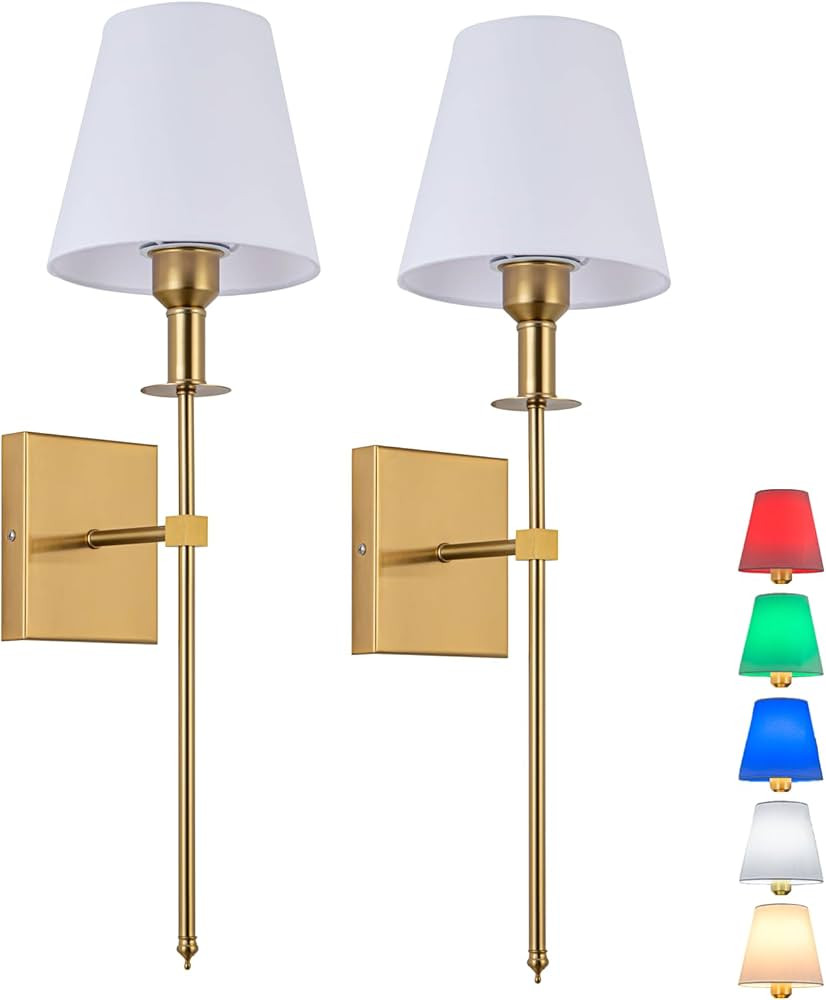 Wall Sconces Battery Operated Wall Light Set of 2，not Hardwired Sconce Fixture，Battery Powere... | Amazon (US)