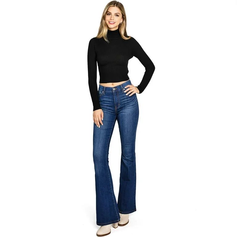 Celebrity Pink Women's Juniors High Rise Stretchy Bell Bottom Flares (3, Whisker Dark) - Walmart.... | Walmart (US)