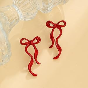 Christmas Earrings for Women Red Bow Earrings Christmas Bow Earring New Years Earing Holiday Fest... | Amazon (US)