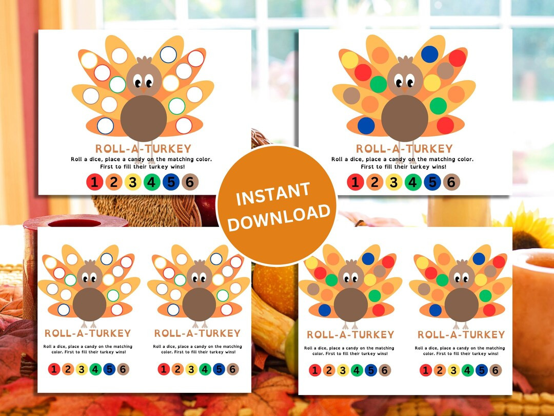 Thanksgiving Roll A Turkey Dice Game Kids Table Game - Etsy | Etsy (US)
