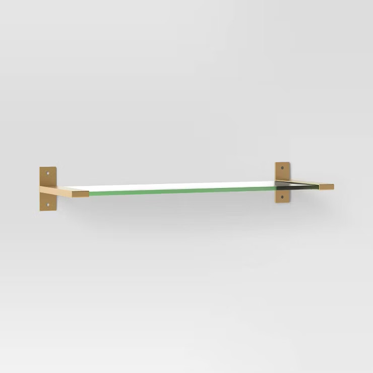 18" Glass and Brass Shelf Gold - Threshold™ | Target