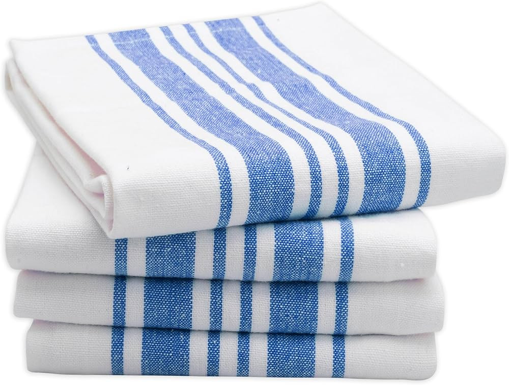Blue Cotton Dish Towels - Farmhouse Kitchen Dish Towels - French Striped Kitchen Towels - Bar Tow... | Amazon (US)