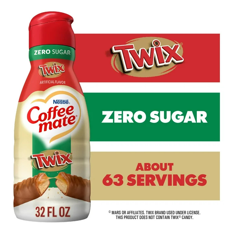 Coffee mate Twix Flavored Coffee Creamer, Zero Sugar, Gluten-Free Creamer, 63 Servings 32 fl oz | Walmart (US)