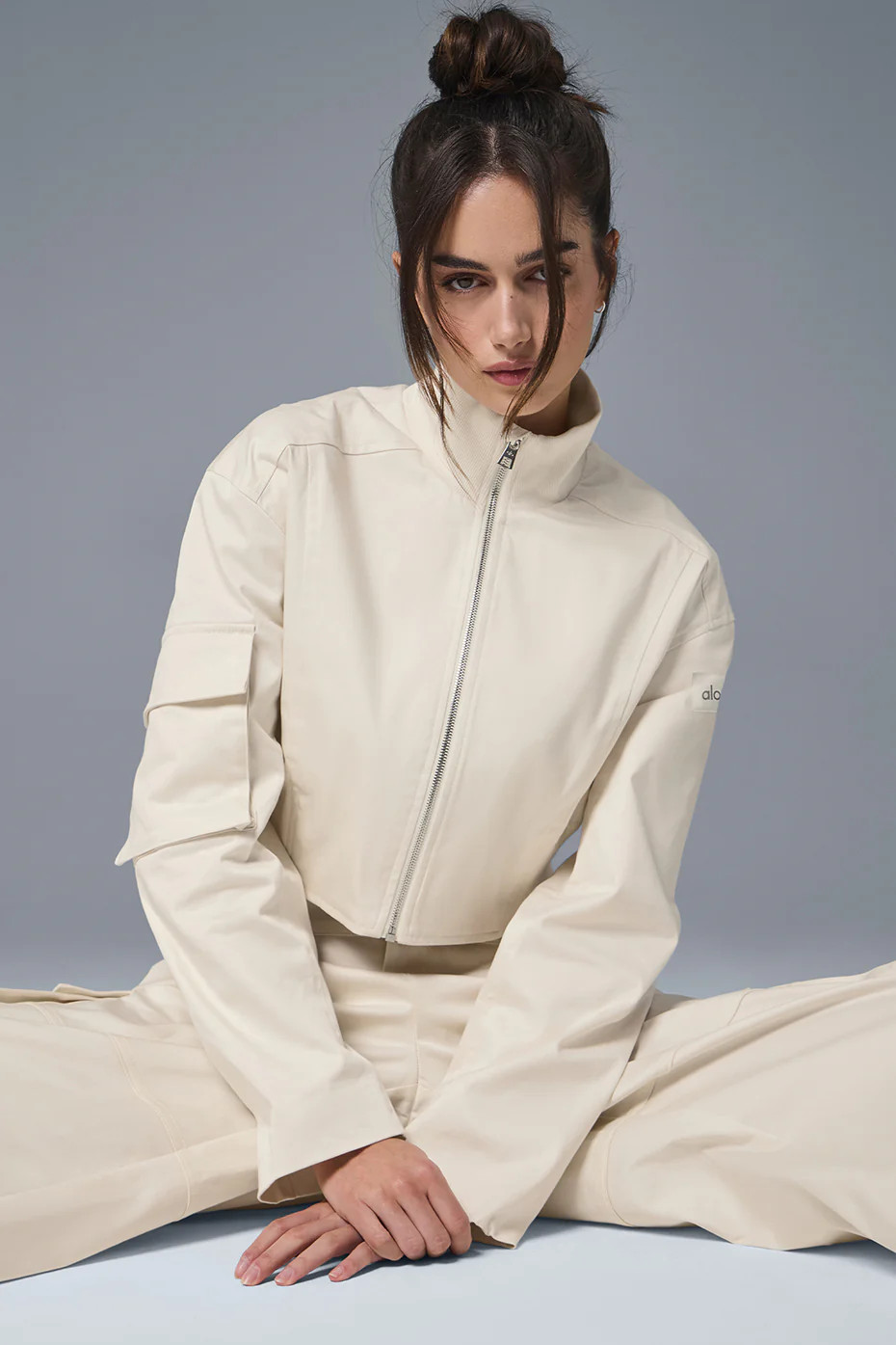 Scholar Knit Cropped Full Zip Jacket | Alo Yoga